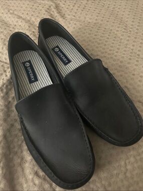Sperry Black Leather Slip-On Moccasin Loafers